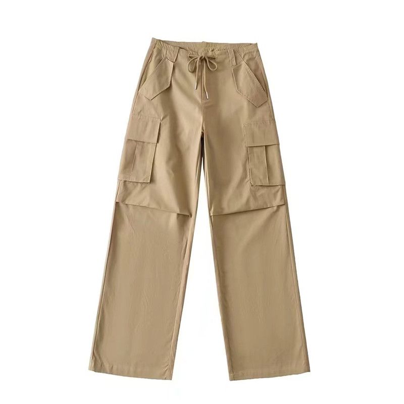 

Ur Autumn New Multi-Pocket Retro Wide Leg Overalls Khaki L