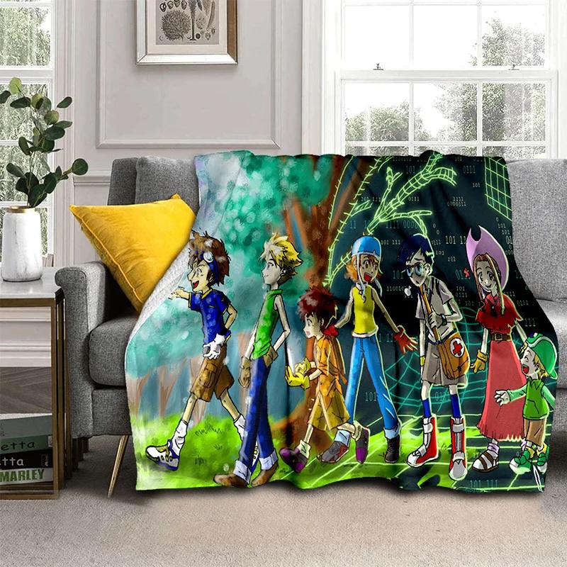 3D Digimon Adventure Monster Cartoon Blanket,Soft Throw Blanket for Home Bedroom Bed Sofa Picnic Travel Office Cover Blanket Kid