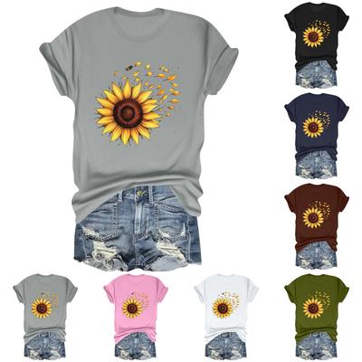Lässiges, tägliches T-Shirt mit Rundhalsausschnitt und Aufdruck für Kinder, kurzärmelig, Buchstaben-Oberteil