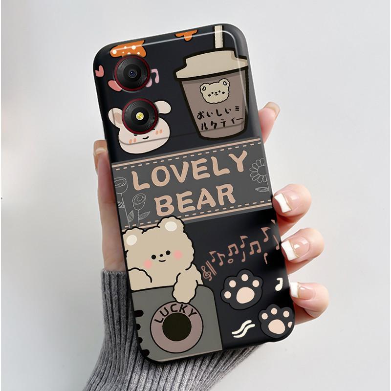 Casing For ZTE Blade A34 / A54 4G Phone Case Shell Aesthetic Cute Cat Astronaut Soft TPU Silicone Black Protective Cover Bumper