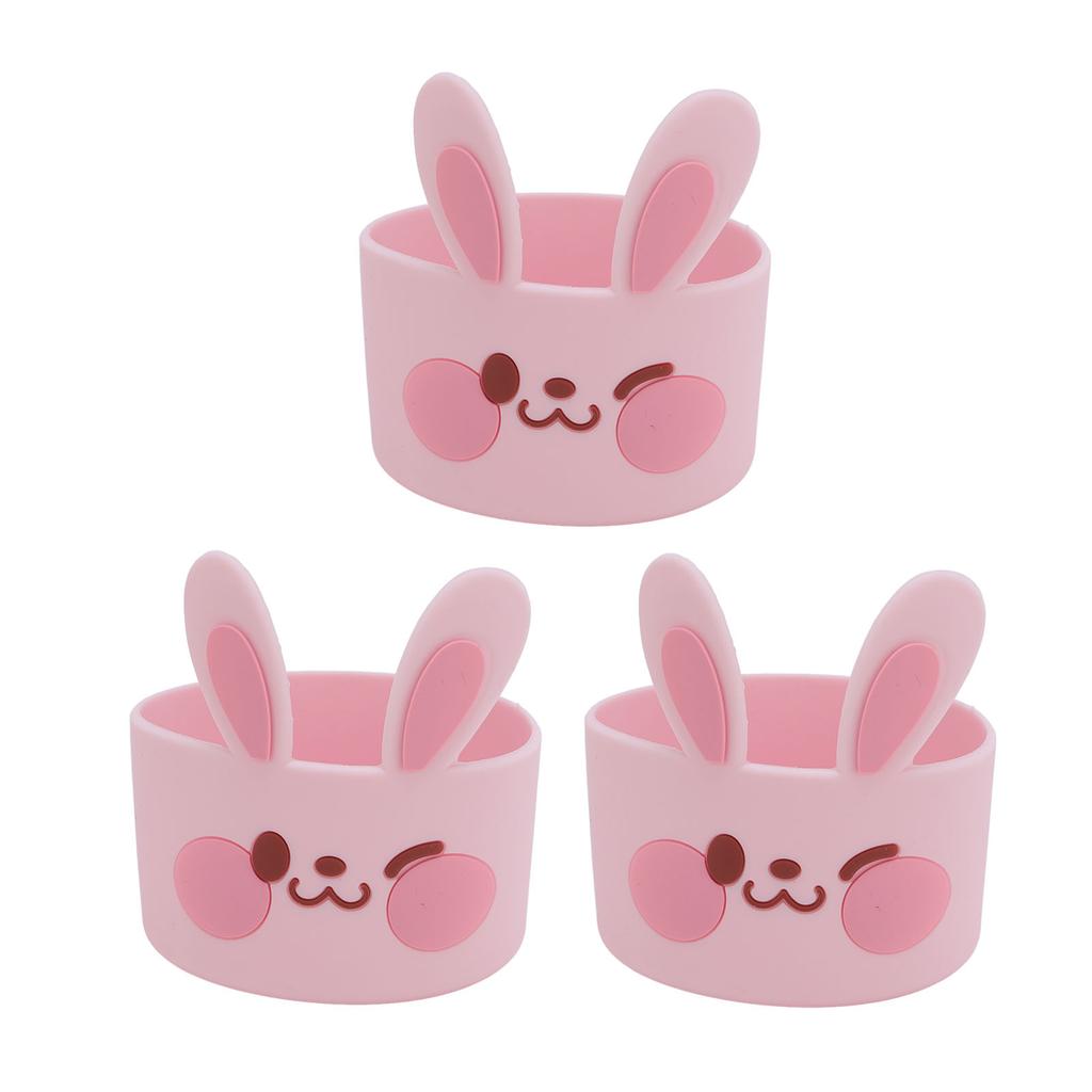 3 szt. Silikonowy ochraniacz na butelkę na wodę, antypoślizgowy rękaw ochronny, silikonowy ochraniacz na kubek z kreskówkowym królikiem dla