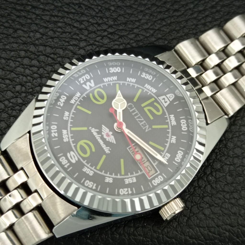 VINTAGE REFURBISHED CITIZEN AUTOMATIC 8200 JAPAN MENS BLACK DIAL WATCH a446881-1