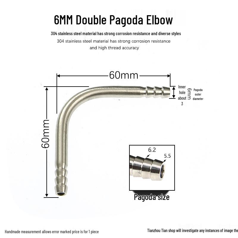 304 Stainless Steel 90° Welded Elbow Hose Fitting - Sizes 6, 8, 10, 12