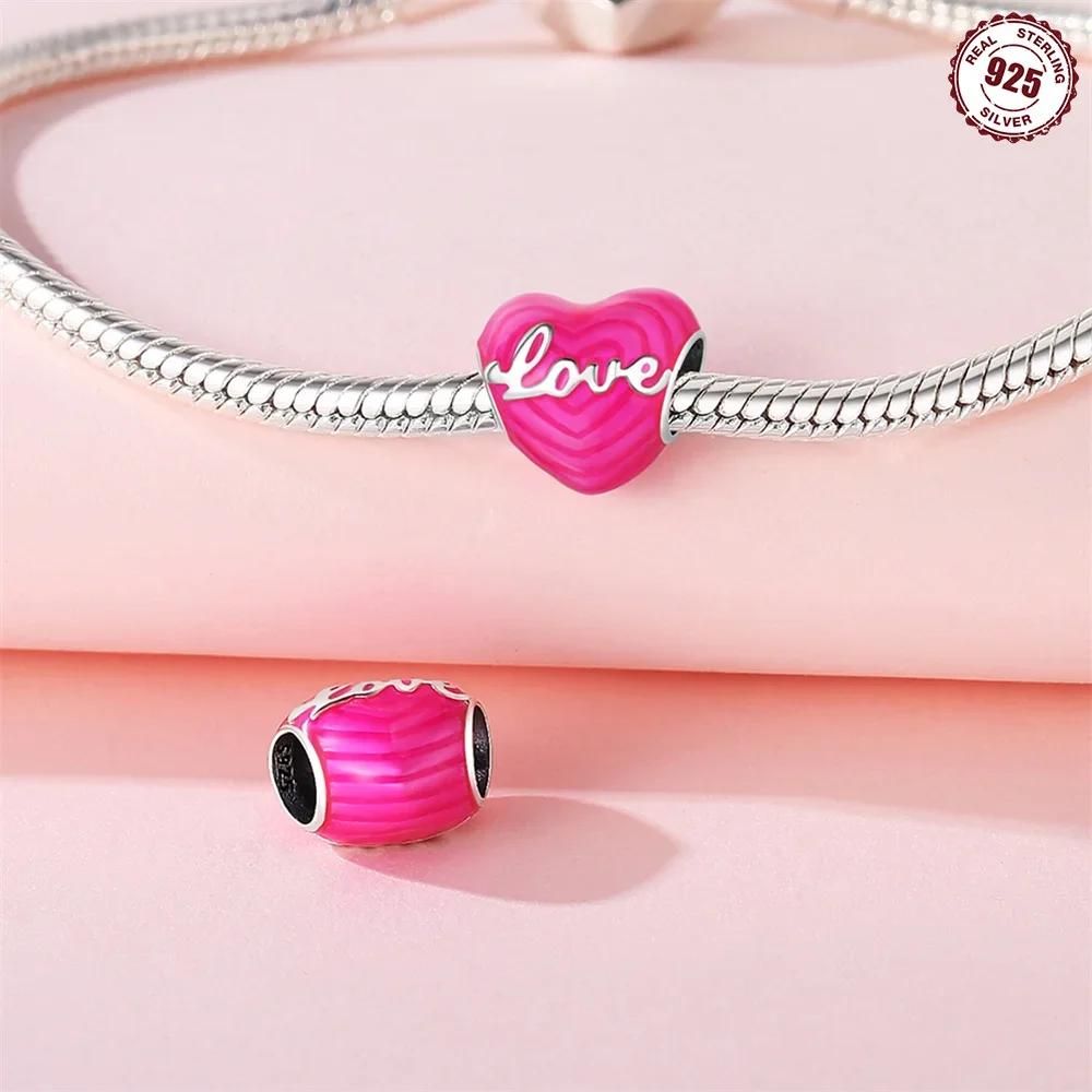 Copperromantic Valentine'S Day Couple Love Charms Heart Beads Fit Original Bracelets Diy Jewelry Gifts For Women