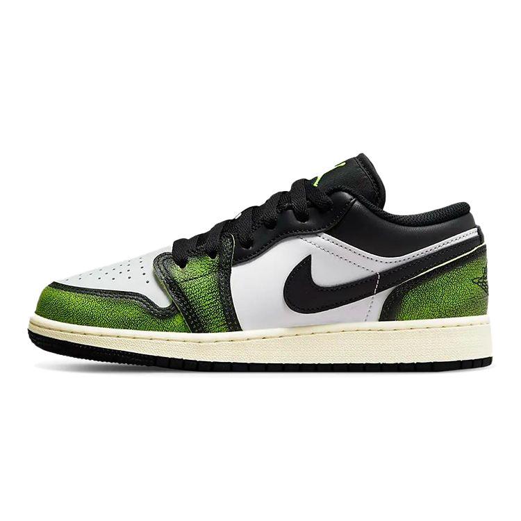 Air Jordan 1 Low SE GS Wear-Away - Electric Green Kids Sneakers White Black Sail DO8244-003