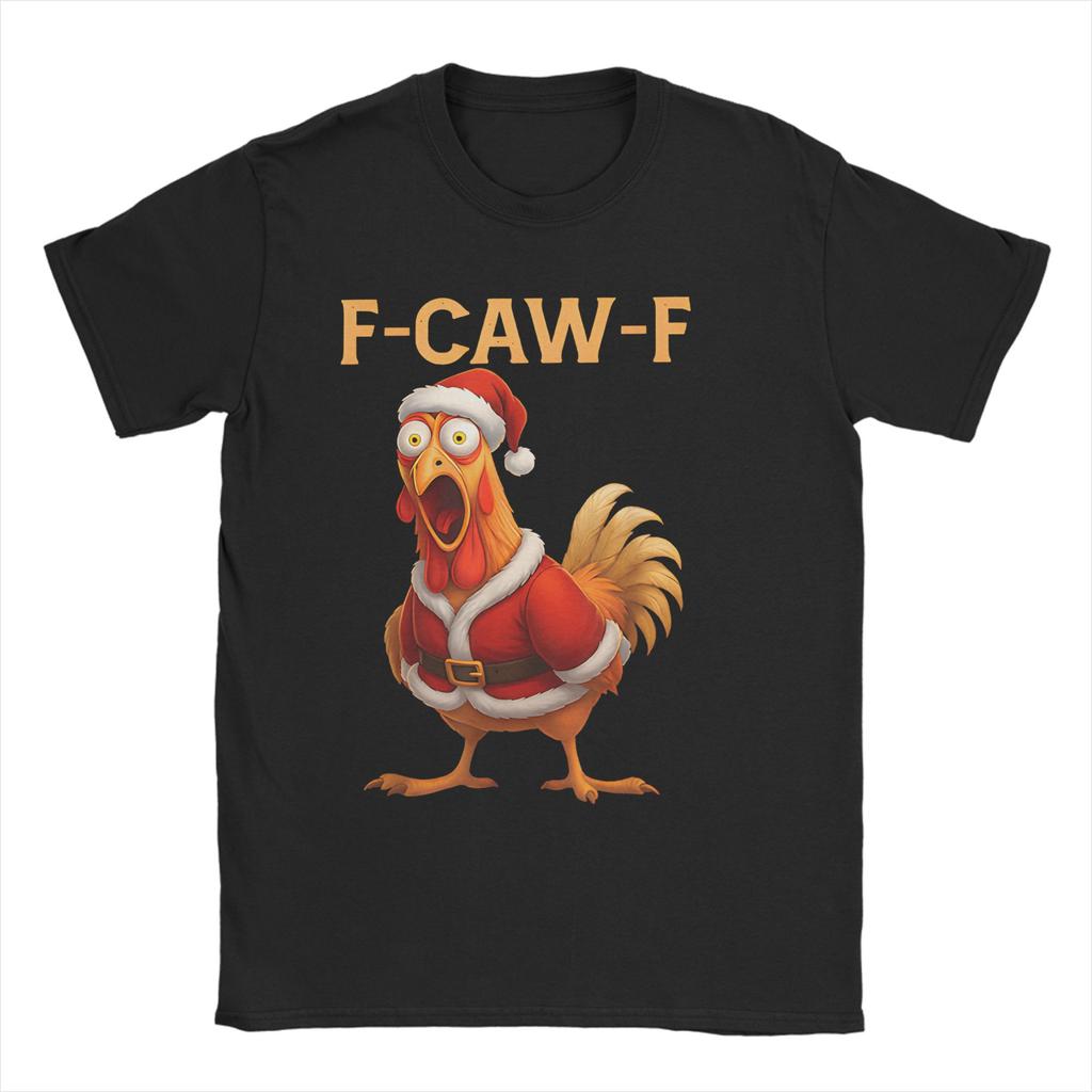 Funny Rooster F CAW F Santa Chicken Christmas Creative Print TShirt Women Summer Short Sleeve Round Neck Casual Tshirt Clothing