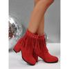 Rivet Suede Plus Size High Heeled Fashion Boots 2025 Winter New Fringed Boots for Women