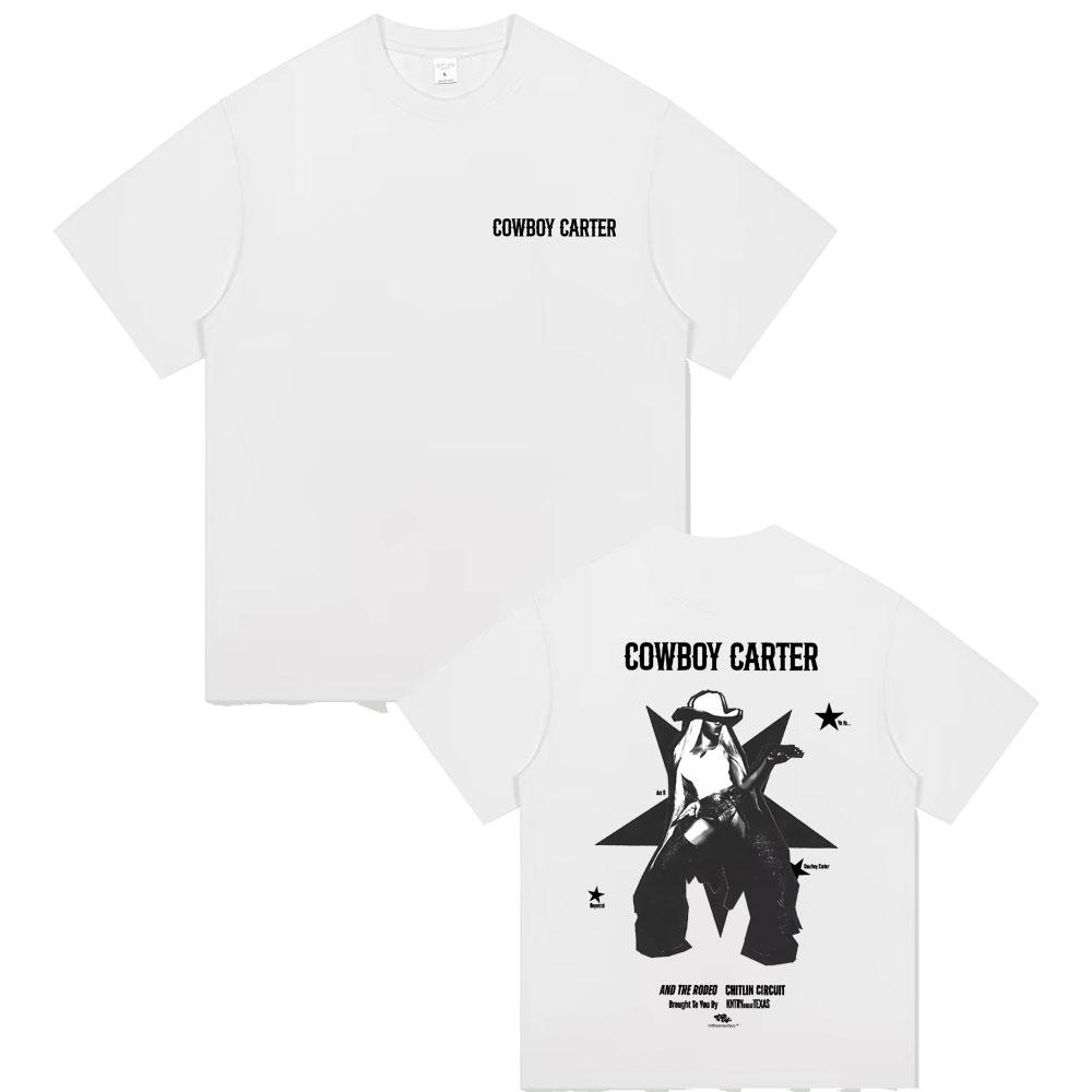2025 Sommer Beyonce Cowboy Carter Graphik Unisex Freizeit Ästhetik Kurzarm Herren Damen 100 Reine Baumwolle Bedrucktes T-Shirt