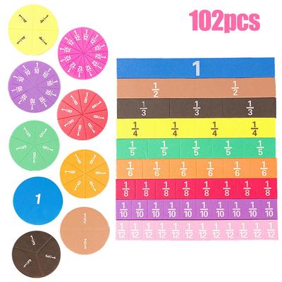 102 Stück Magnetische Regenbogen-Bruchteile Kreise Mathe-Anschauungsmaterial für Grundschule
