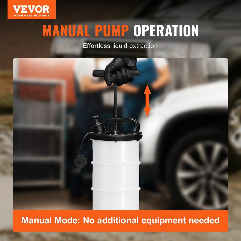 VEVOR Fluid Extractor, 1.74 Gallons (6.5 Liters), Manual Hand-Operated Oil Changer Vacuum Fluid Extractor with Dipstick and Hose