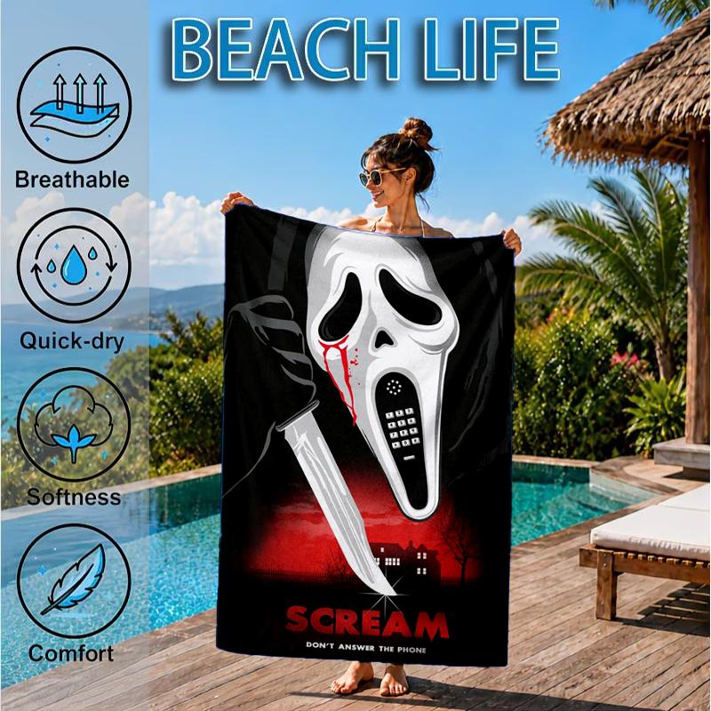 Scr-eam Horror Movie Beach Towel, Microfiber Beach Towel, Perfect For Pool, Beach, Travel, Home Decor Beach Party Fan gifts