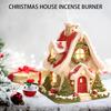 Small House Incense Burner Festive Snow House Incense Burner Winter Holiday Desktop Decoration Xmas Party Ornament for Christmas