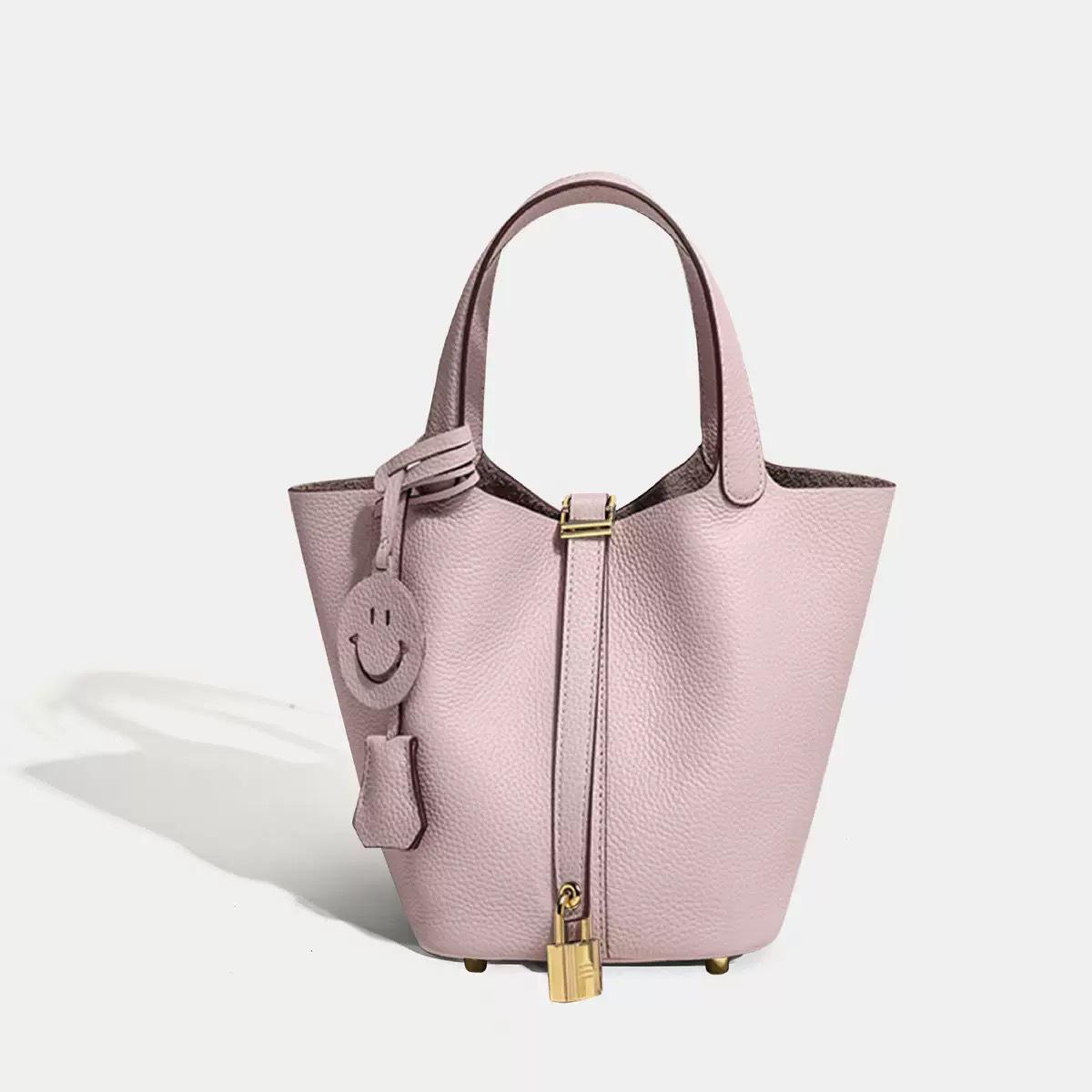 

Genuine Leather Women s Bucket Handbag, Large Capacity, High-End Cowhide, 2024 Design