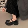 Platform British style small leather shoes 2025 new spring and autumn retro Mary shoes loafers black single shoes