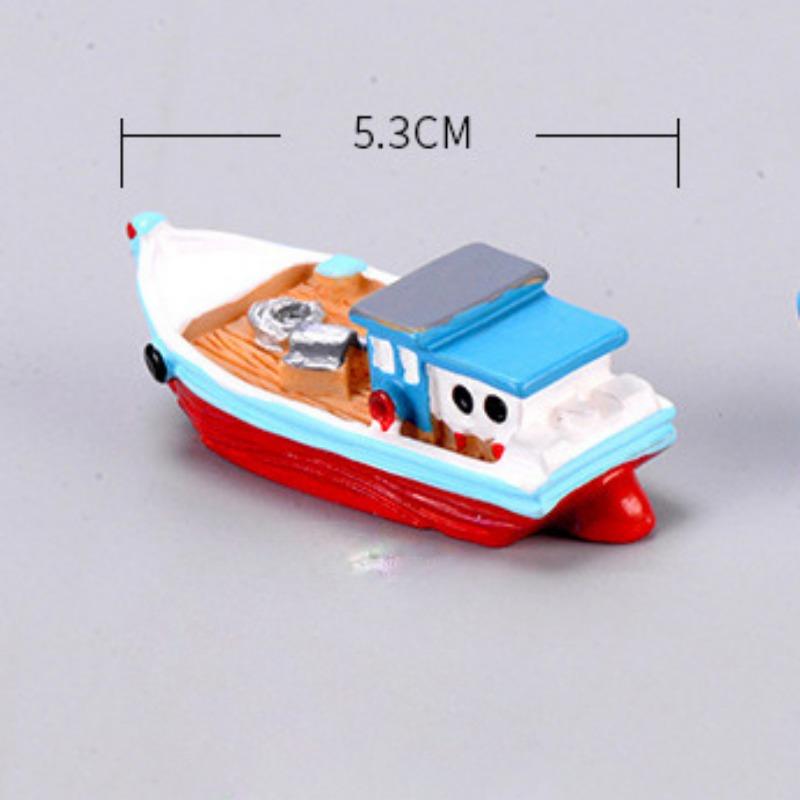 Micro-landscape Marine Beach Fish Tank Landscaping Small Boat Fishing Boat Yacht Wheel Model Miniature Small Ornaments