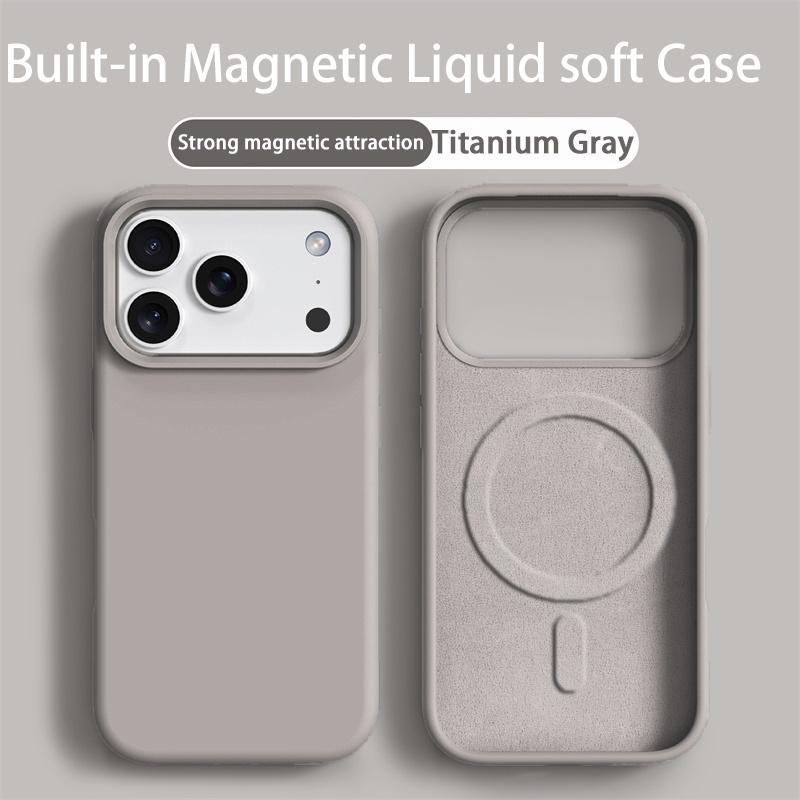 Orange Liquid Silicone Magsafe Case for iPhone 17 Pro Max Air Soft Magnetic Charing Cover For iPhone 12 13 14 15 16 Pro Max Plus