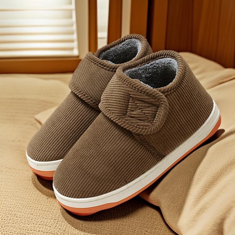 Sapatos de Algodão Antiderrapantes com Sola de Tendão de Vaca para Meninos no Inverno, Sola Espessa, Velcro, Pantufas Quentes para Interior/Exterior para Mulheres
