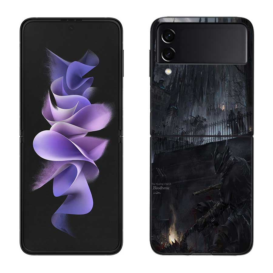 Game Bloodborne Phone Case For Samsung Z Flip 7 6 5G Galaxy Z Flip 5 4 3 Black Hard Cell Cover Luxury PC Shell Coque