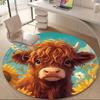 1PC Cow Sunflowers Office Round Area Rug, Indoor Mat Suitable ForOffice, Under Office Chairs Bedroom Living Room Home Decor, Room Deco A002