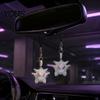 Cute Devil Elf Car Decoration Bling Accessories, Rhinestone Rear View Mirror Wear Resistant Alloy Pendant Charm, Halloween Auto Interior Hanging