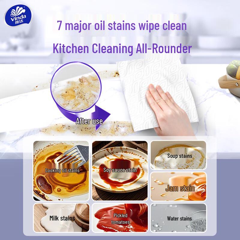 Vinda Küchenpapier: 180 Blatt, Dick & Strapazierfähig zur Flecken- und Fettentfernung, Geeignet für die Küchennutzung.