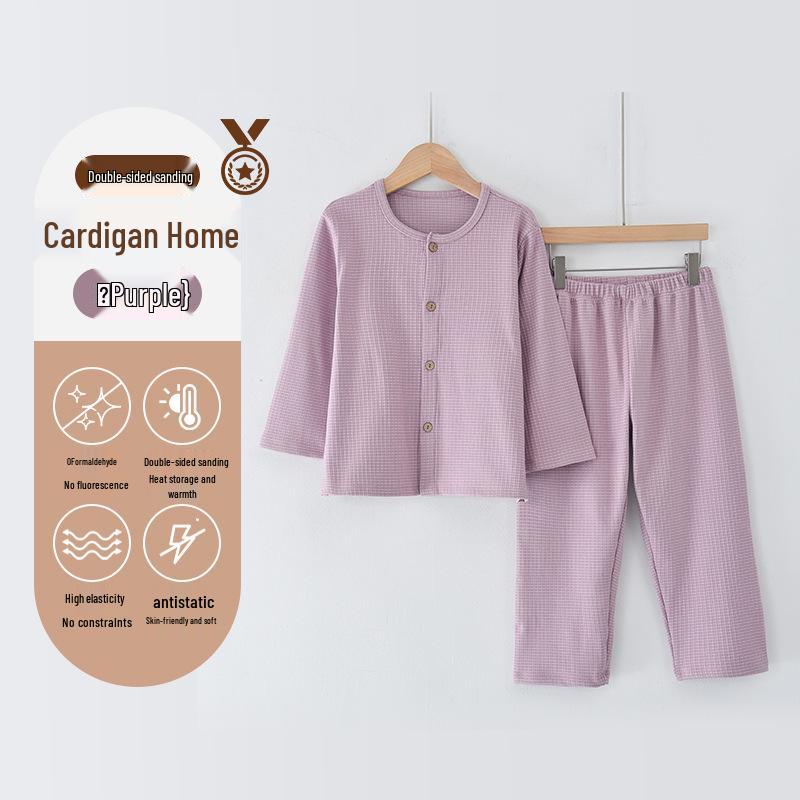 Kids' Fleece Pajama Set - Warm Cardigan with Long Sleeves for Autumn/Winter