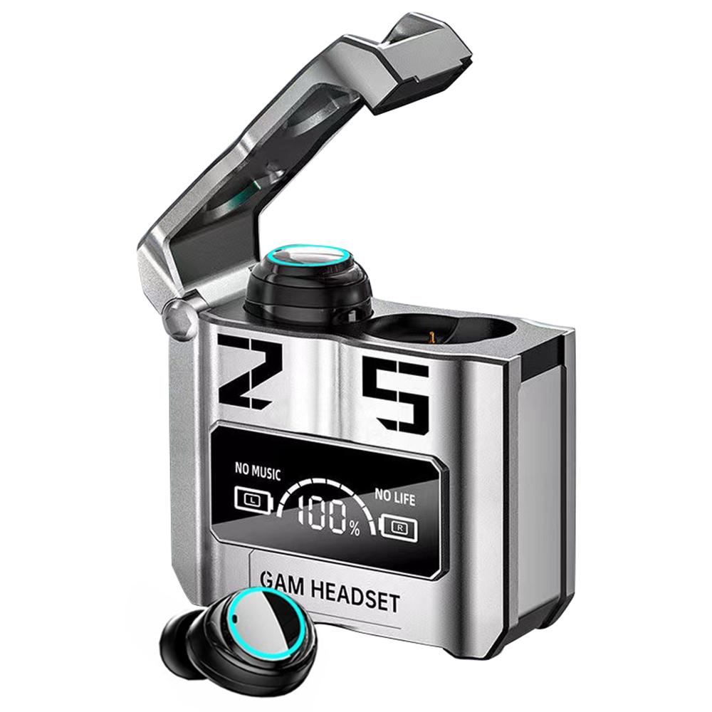 

M25 Mecha Design Bluetooth-compatible Earphone Digital Display TWS Gaming Wireless In-ear Headset Silver