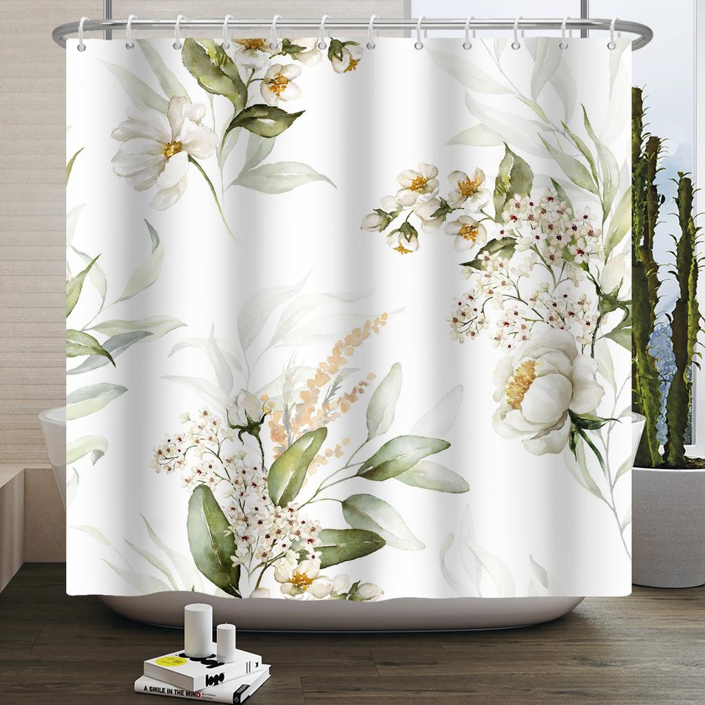 Floral Shower Curtain for Bathroom Vintage Flower Butterfly Waterproof Fabric Boho Bathtub Bathroom Curtain With Hooks 180x240