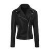 Women's washed leather retro style PU coat retro leather jacket lapel zipper quilted body jacket women