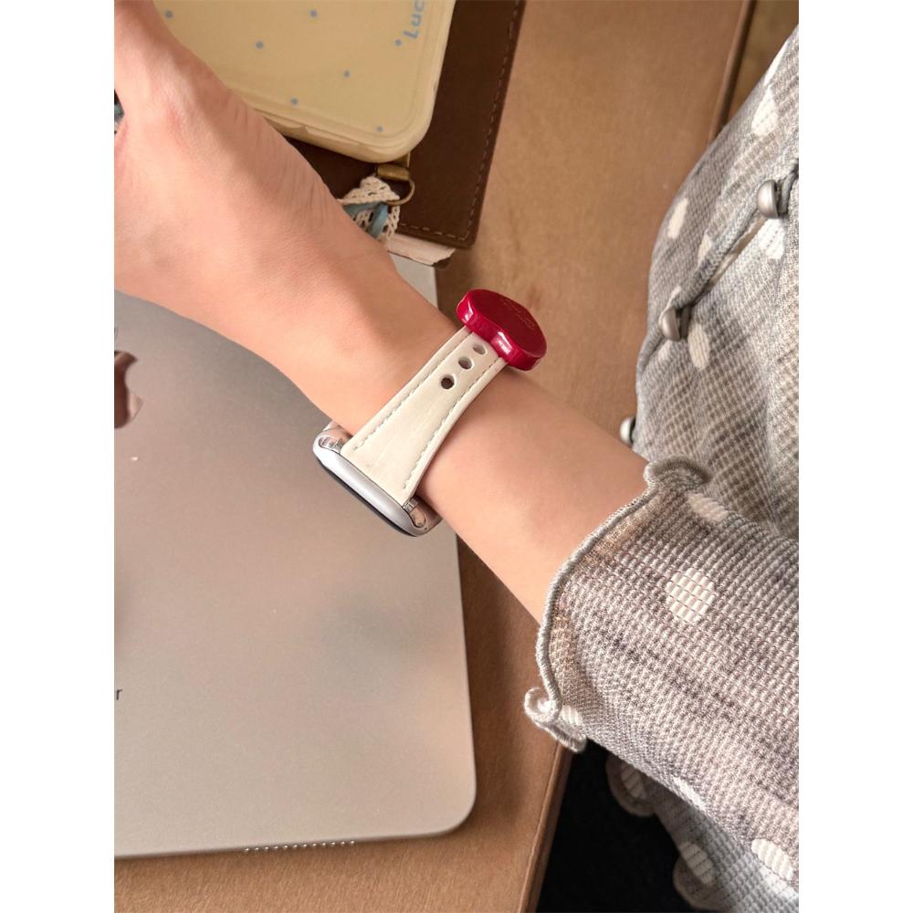 Heart Pattern Leather Loop Strap, Cute Style For Apple Watch Ultra 11/10/9/8/7/6 38/40/41/42/44/45/46/49mm Universal Watch Band