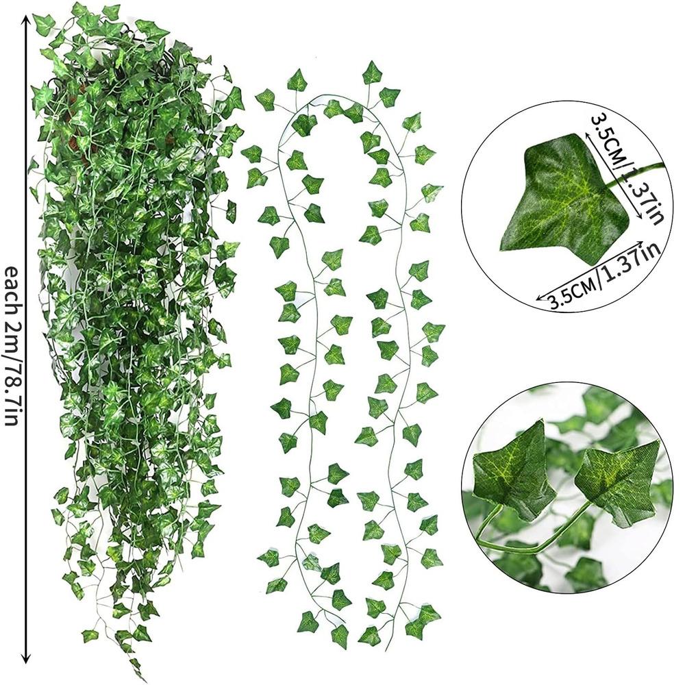 12 Pack Fake Ivy Garland Artificial Hanging Vine Plant UV Resistant for Outdoor Indoor Garden Wall Party Home Decoration