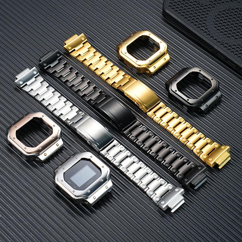 Stainless Steel Case & Band Mod Kit for Casio G-Shock GW-B5600/DW5600/GB-5600 Square Watch | Metal Bezel & Strap Replacement