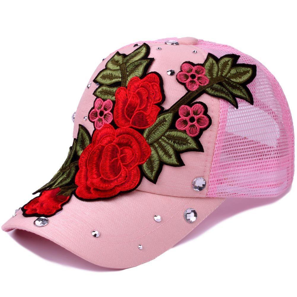 Cappello a Rete Traspirante Ricamato da Donna con Intarsi di Diamanti Affascinante Cappello Estivo alla Moda e Versatile Cappello da Sole Cappello da Sole Casual