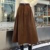 Women Skirt High Waist A-Line Large Hem Design Midi Skirt Solid Color Autumn Winter Draped Skirt Daily Wear