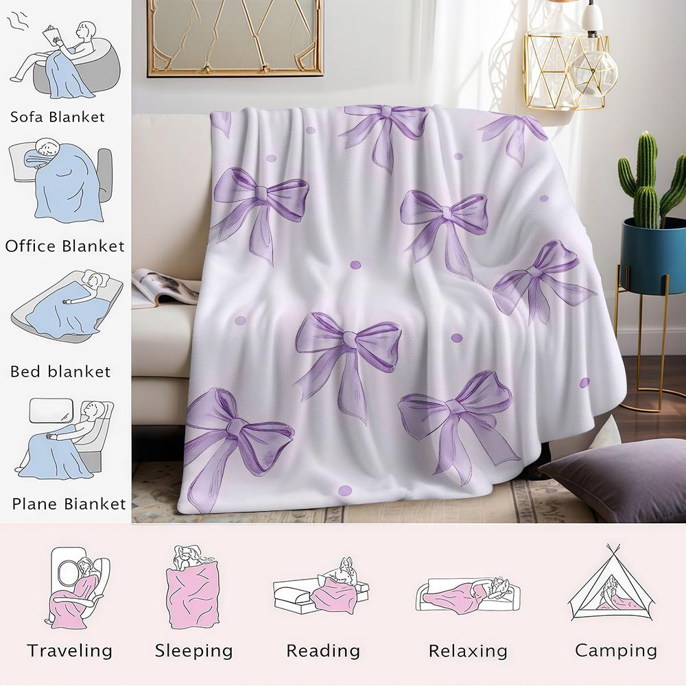 Flieder-Punkte-Flanell-Decke Warm Weich Halloween Weihnachten Sofa Warm Gemütlich Dekoratives Dekor Geschenk für Alle Jahreszeiten