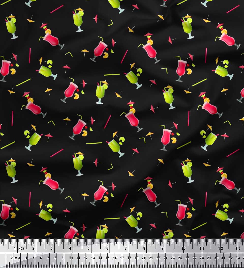 

Soimoi Japan креп-сатин ткань ткань с принтом из соломы и соков для напитков 1 метр 42 дюйма 42 Inch Wide - Poly Crepe серый