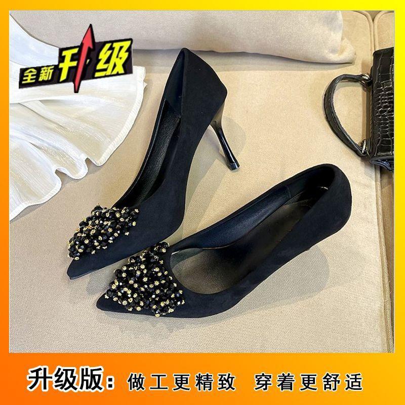 Thin heels, pointed toes, not tired feet, high heels, women s spring sexy and elegant temperament, professional women s shoes 34