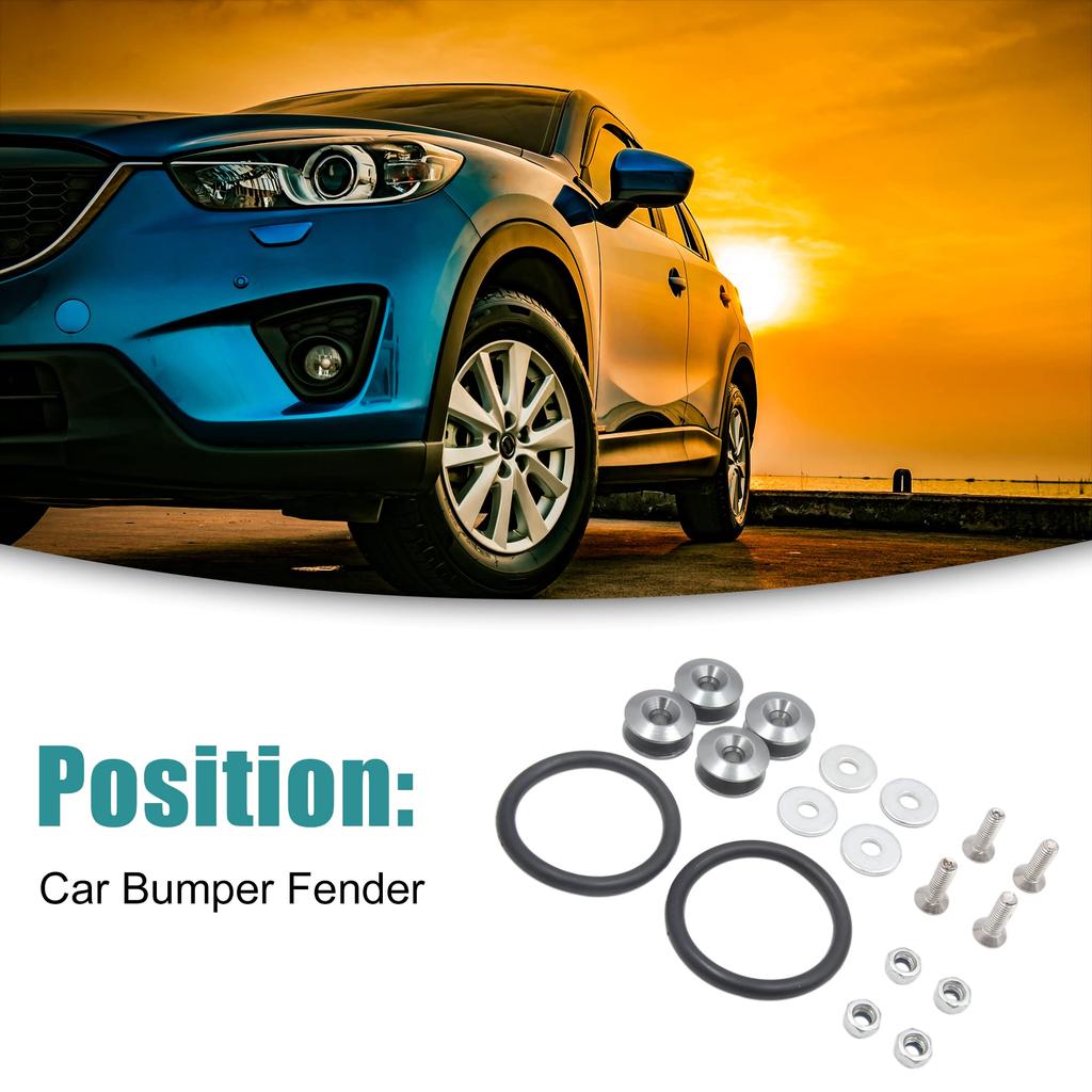 ACROPIX 8pcs Car Bumper Trunk Fender Hatch Lid Fastener Kit Quick Release Titanium Tone