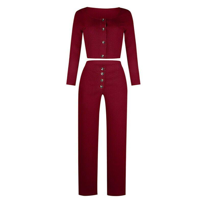 Stylish Women Tracksuit Cropped Top And Pants Set Comfortable Loungewear Collection Size 6-18