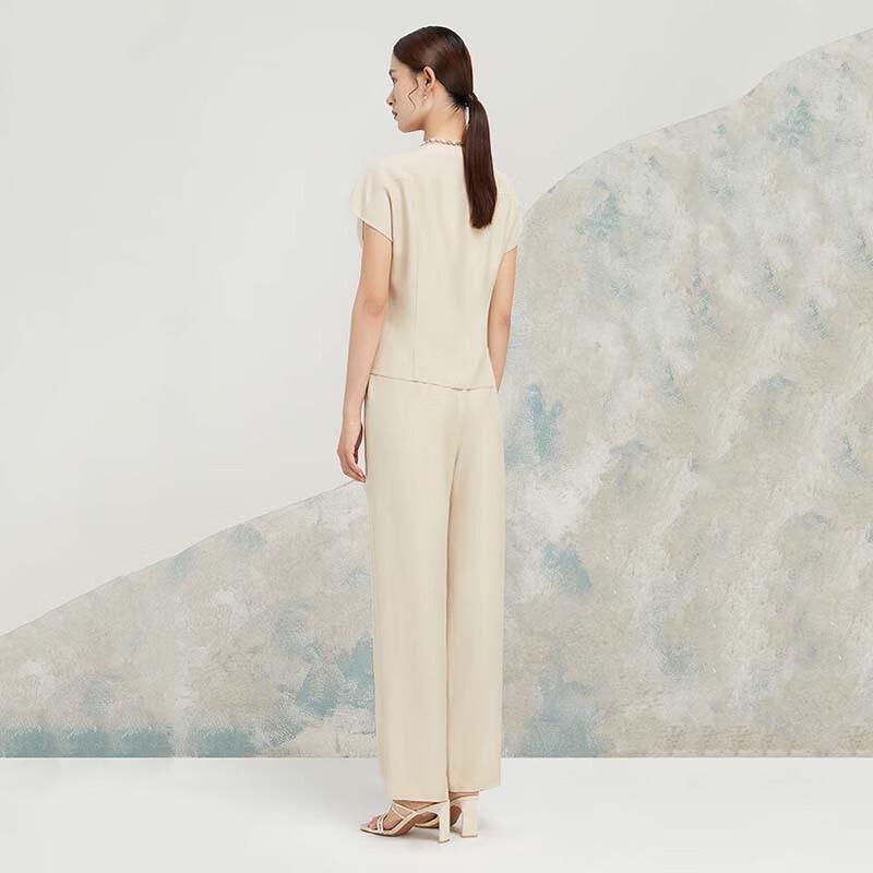 JESSIE Acetate Gathered Short Sleeve Top