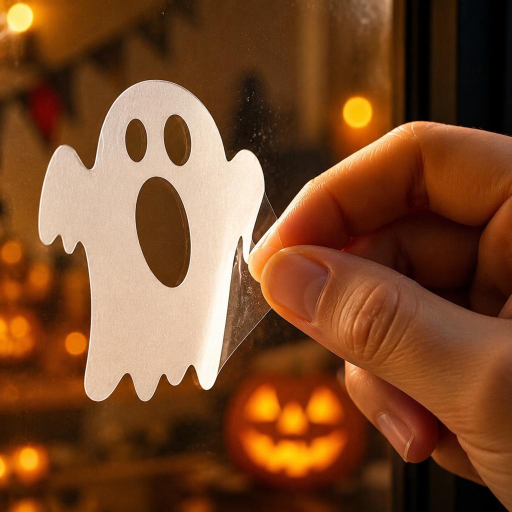 Removable Halloween Static Cling Window Stickers Ghost Pumpkin Bat Spider Web Decals for Glass Door and Window Decoration