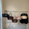 Elegant Pure Color Shoulder Bag With Stitching Details And Polyester Lining For Casual Outings