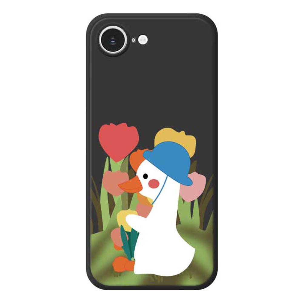 For iPhone 16e Case Cartoon Duck Pattern Printing Straight Edge TPU Phone Back Cover