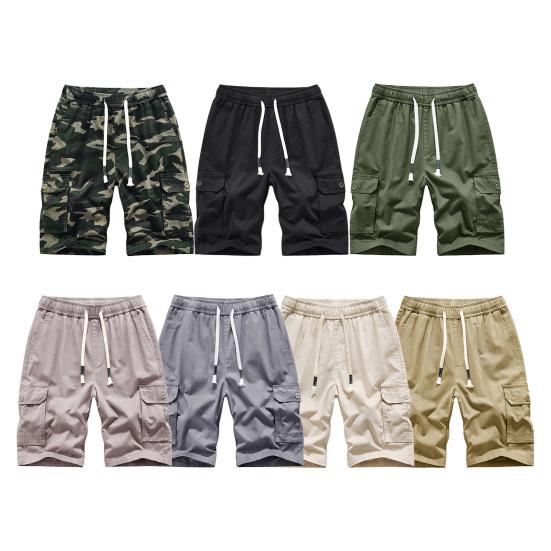 Knee Length Shorts Elastic Waist Sports Straight Cool Streetwear Men Clothes