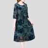 High-end Women's Velvet Dress Long Silk Dress Loose Floral A-Line Dress Spring Autumn