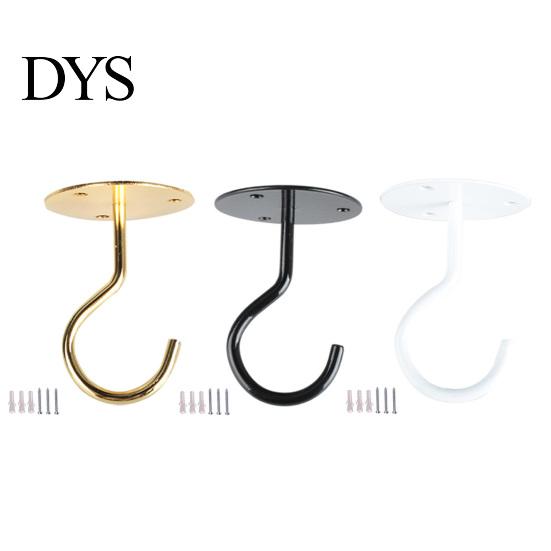 Flower Basket Hanger 1 Set Wall Mount Hook Anti-rust Sturdy Strong Load-bearing Non-falling Hanging Things Ceiling Wrought Iron for Home
