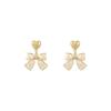 French White Earrings, Sweet Bow Love Earrings Ins Design Retro Light Luxury High-end Stud Earrings