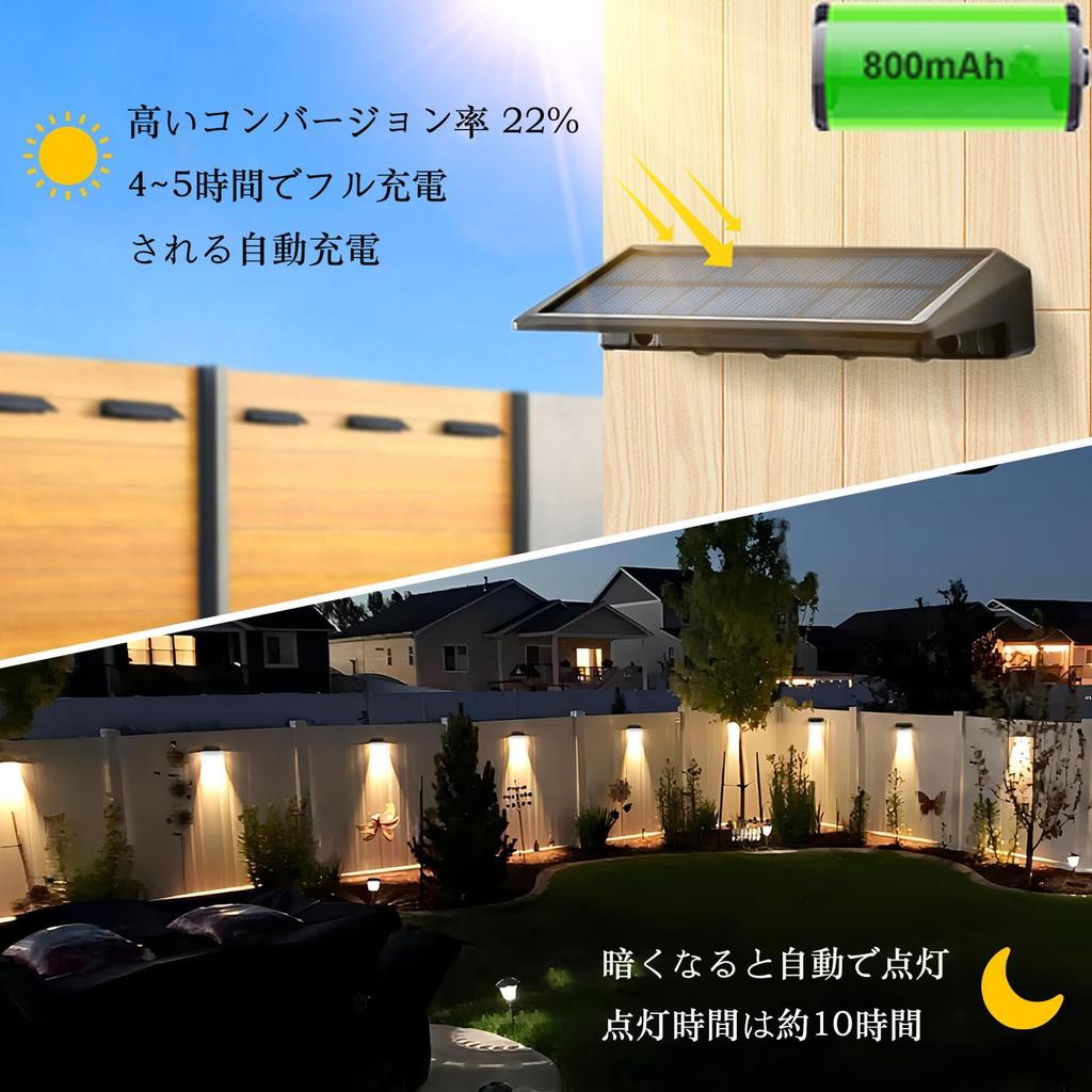 YANHAO Solar Gartenleuchte, Wasserdichte Außenleuchte für Zäune mit 6 Kontrollleuchten für Parkplätze, Gehwege, Zäune, Eingänge, Wege, Zufahrten,