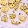 5pcs Sun 304 Stainless Steel Charms Cute Flower Crown Pendant Exquisite Compact Pendant Necklace Jewelry Accessories 14mm X 10mm