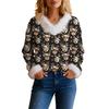 Women's Fashion Sweater Casual Long Sleeve Knit Pullover Printed Top